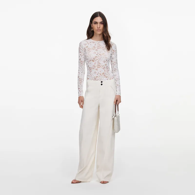 White Floral Lace Bodysuit made by Self-Portrait