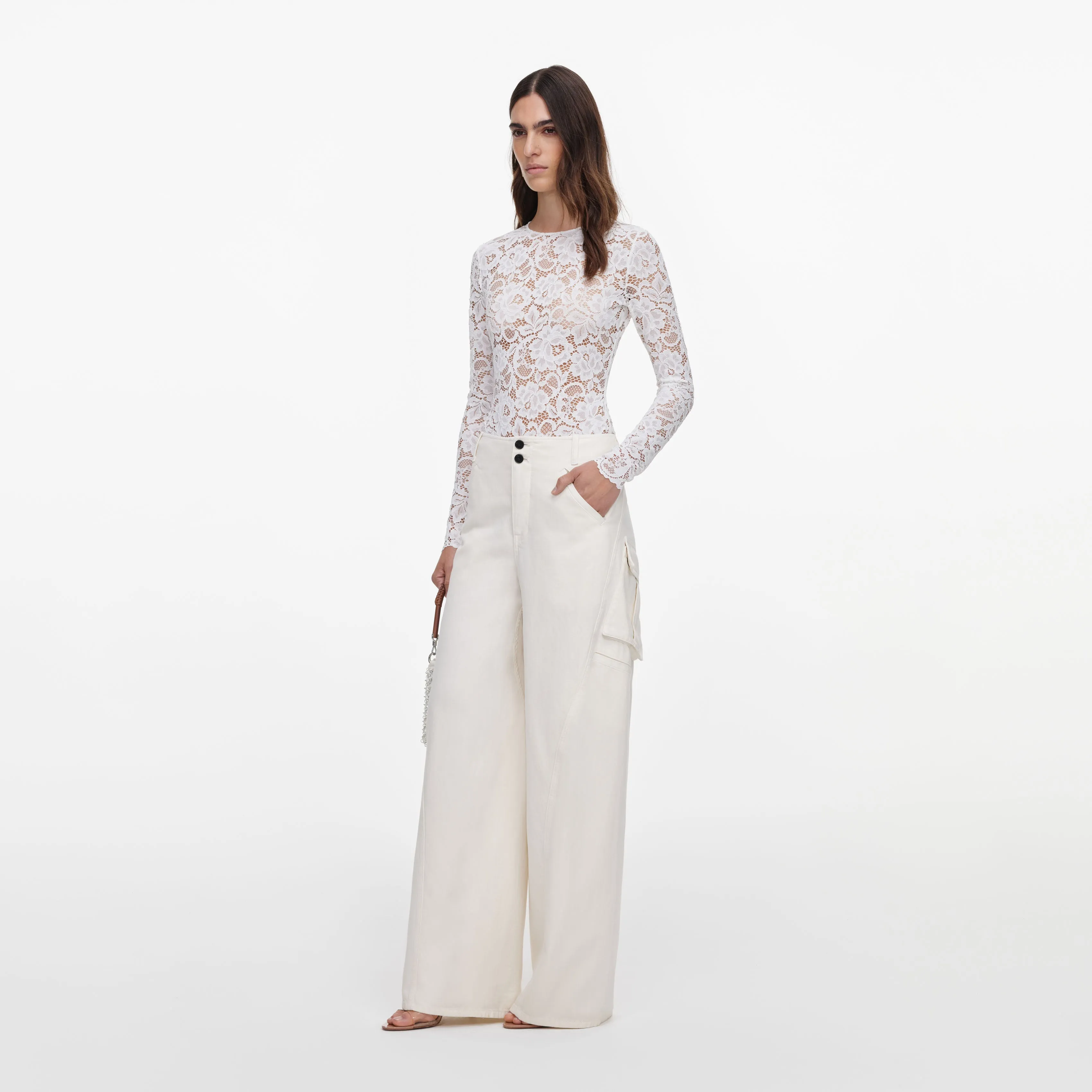 White Floral Lace Bodysuit sold by Self-Portrait product image thumbnail 2