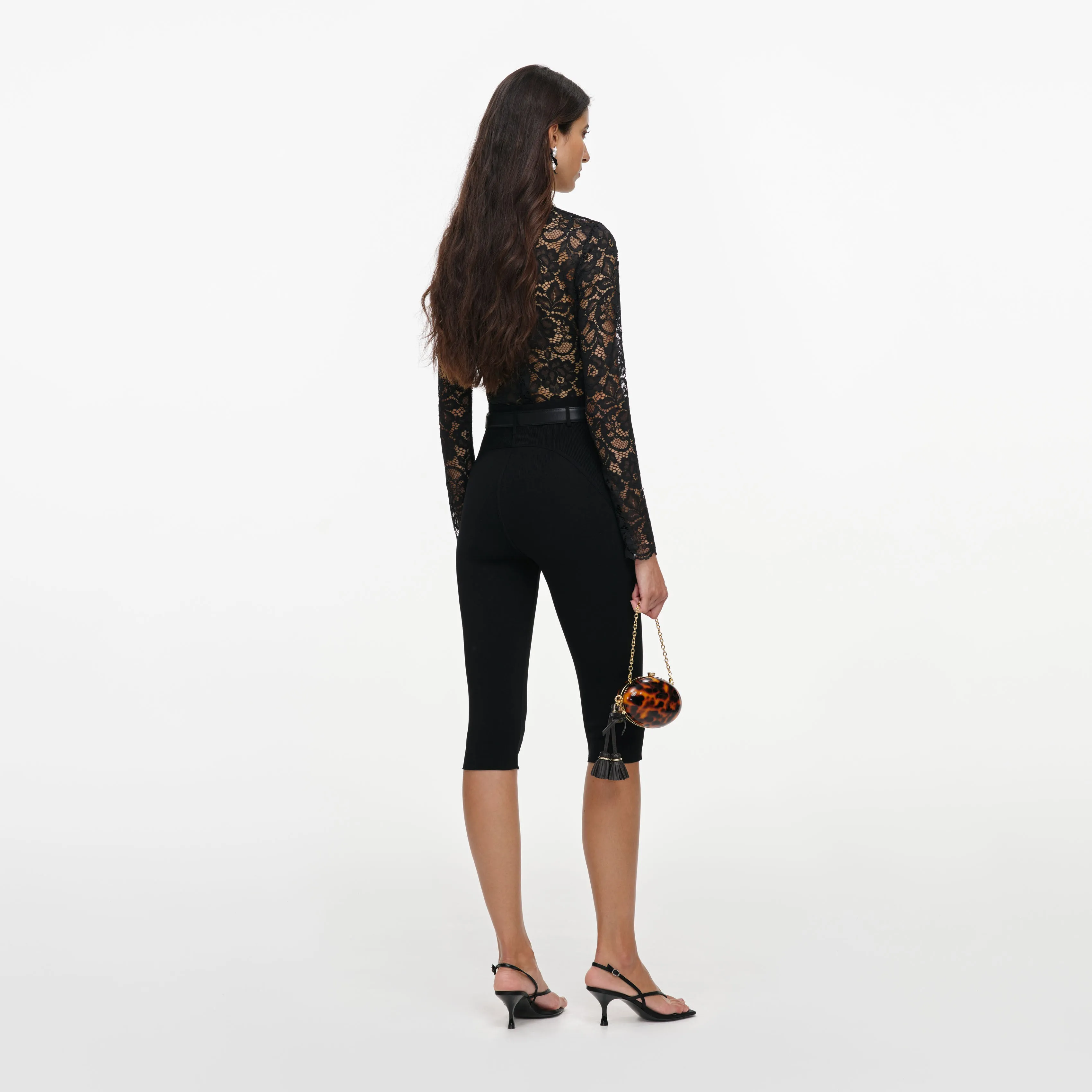 Black Floral Lace Bodysuit sold by Self-Portrait product image thumbnail 3