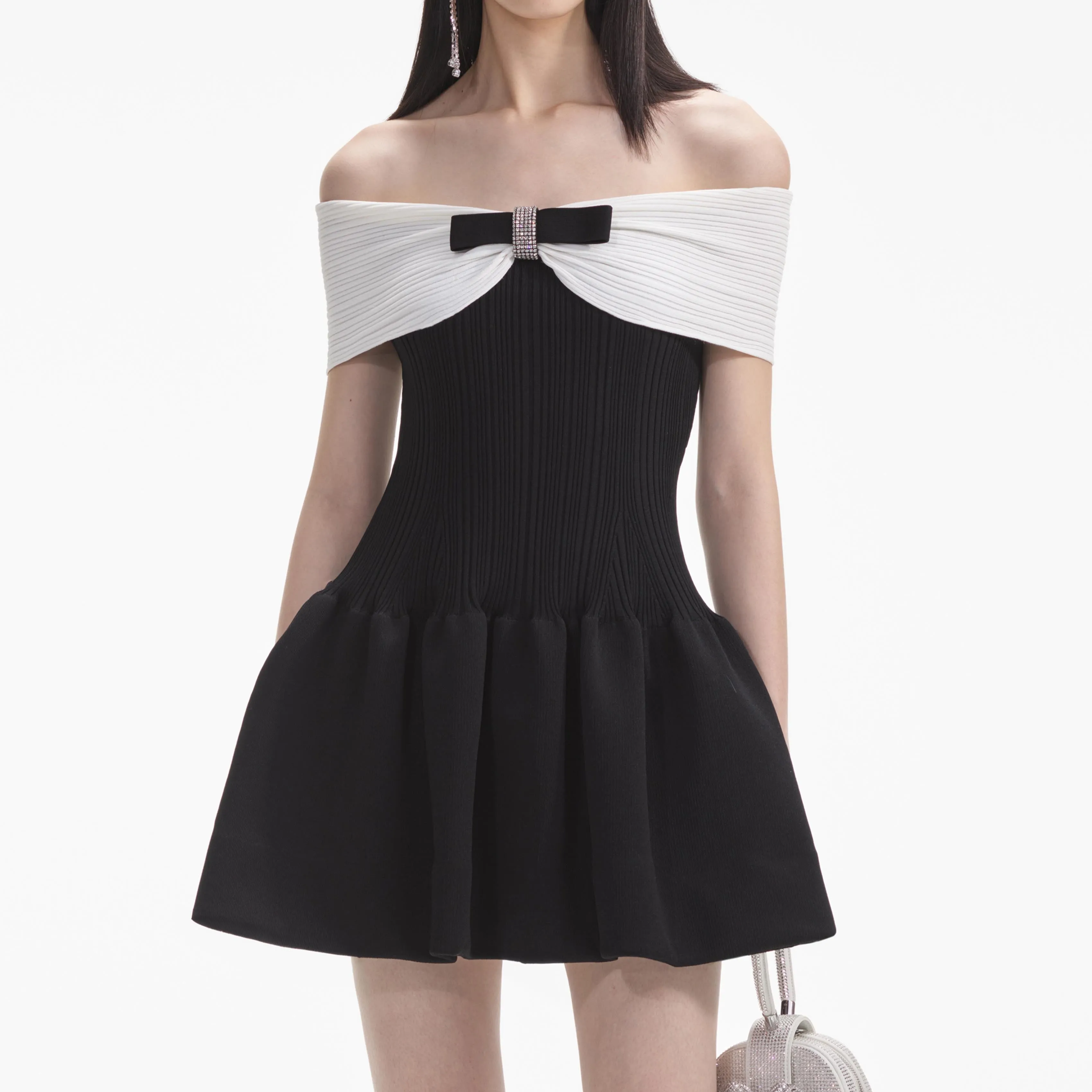 Black Knit Bow Mini Dress sold by Self-Portrait product image thumbnail 4