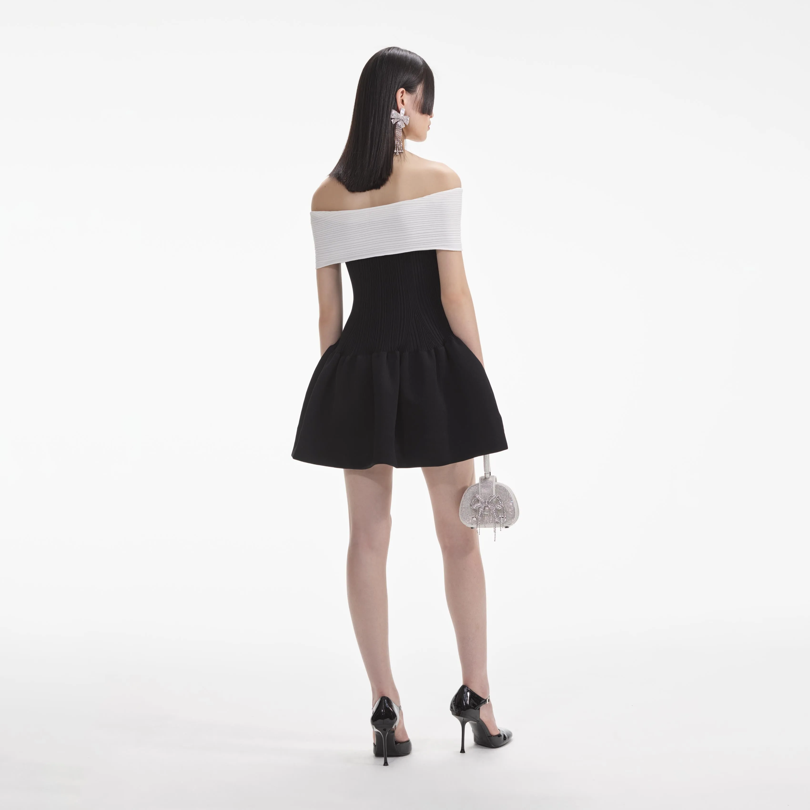 Black Knit Bow Mini Dress sold by Self-Portrait product image thumbnail 3