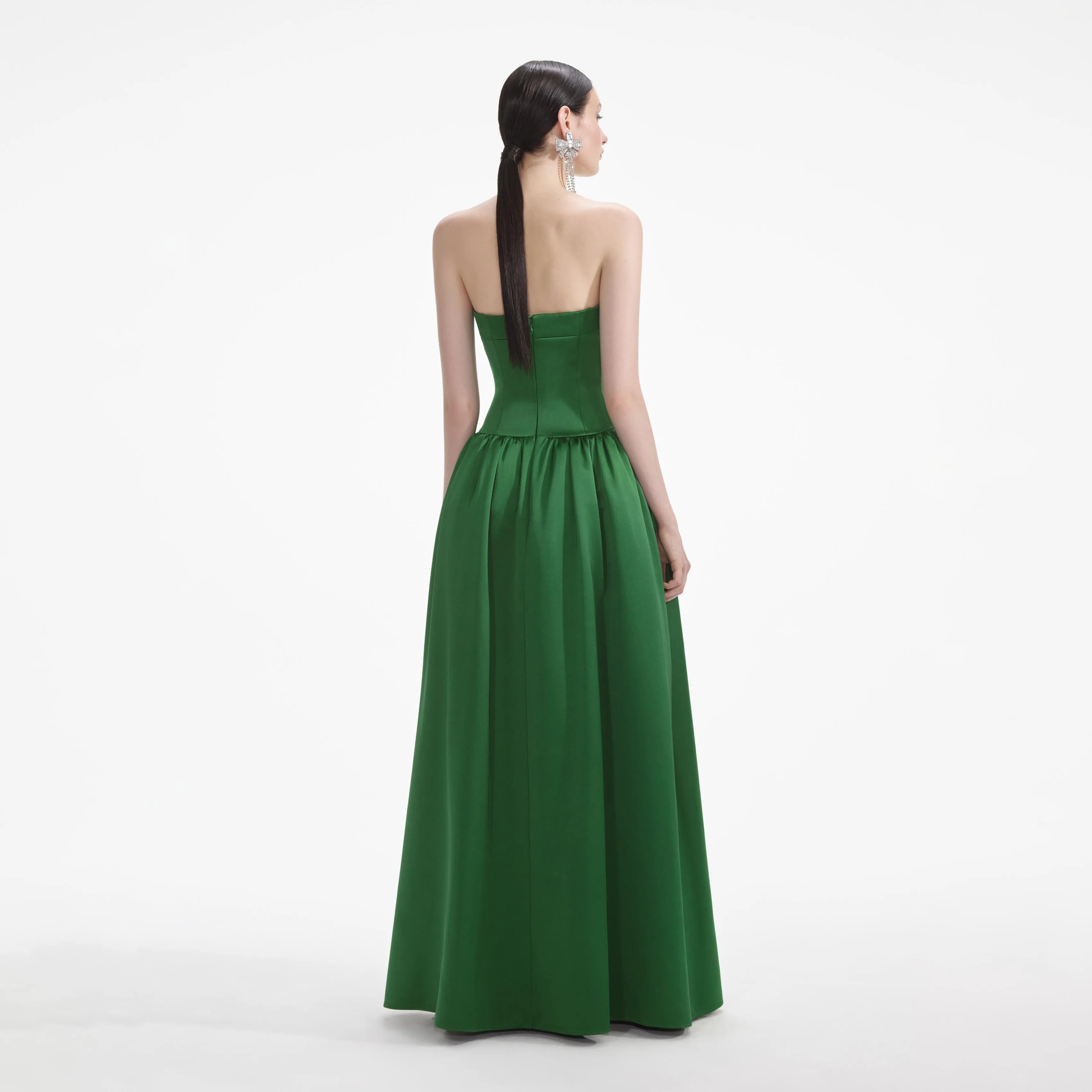 Green Satin Bandeau Maxi Dress sold by Self-Portrait product image thumbnail 3
