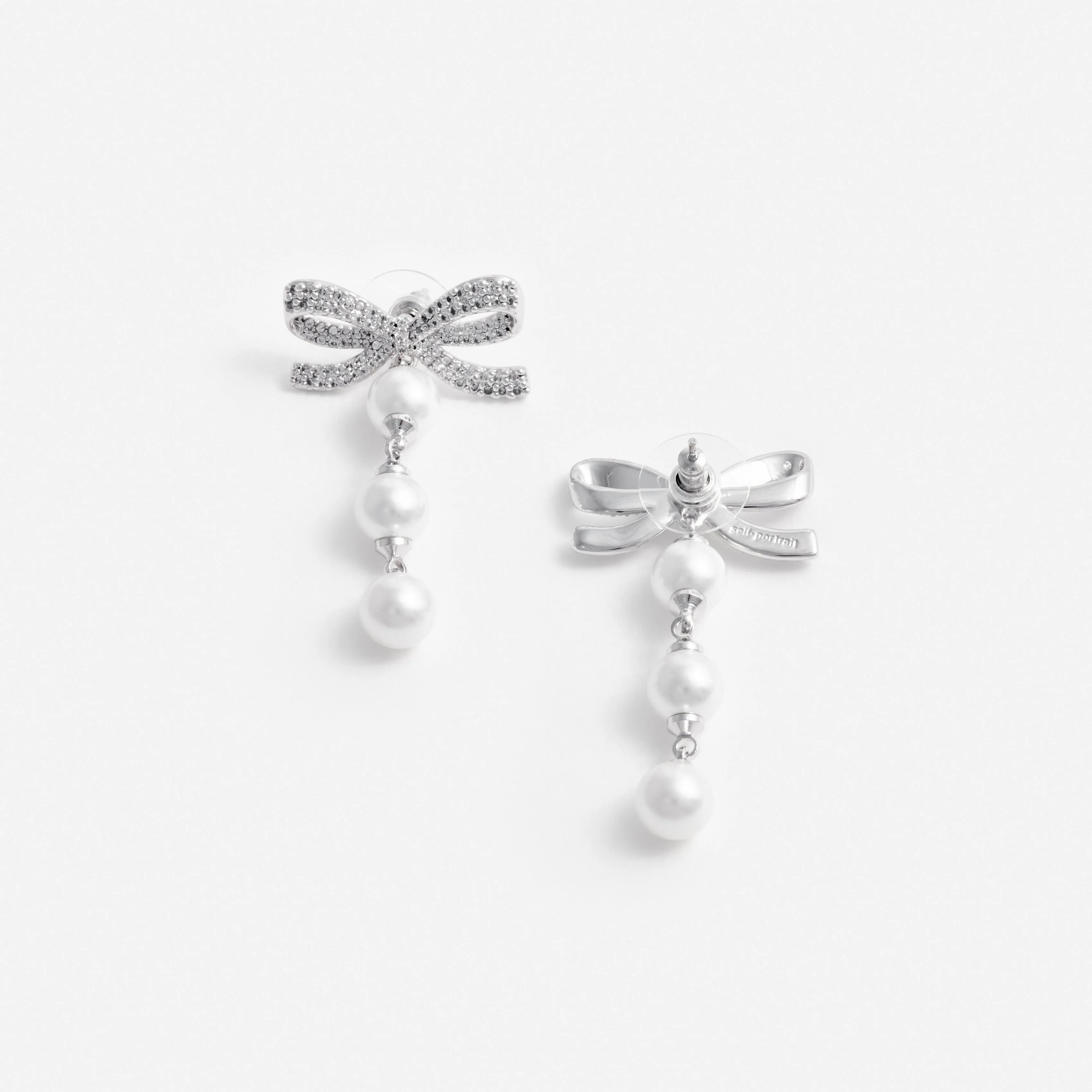 Bow Tiered Pearl Earrings sold by Self-Portrait product image thumbnail 3