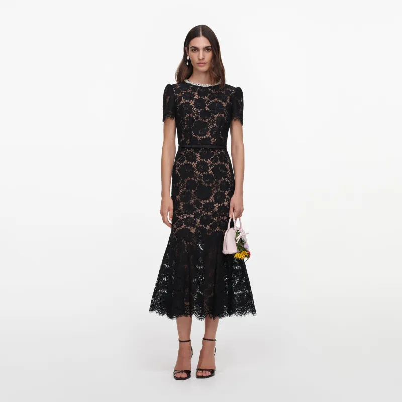 Black Lace Midi Dress made by Self-Portrait