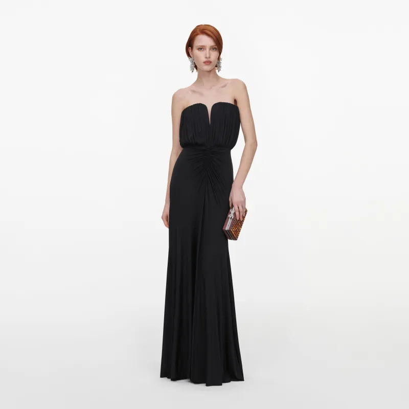 Black Jersey Bandeau Maxi Dress made by Self-Portrait