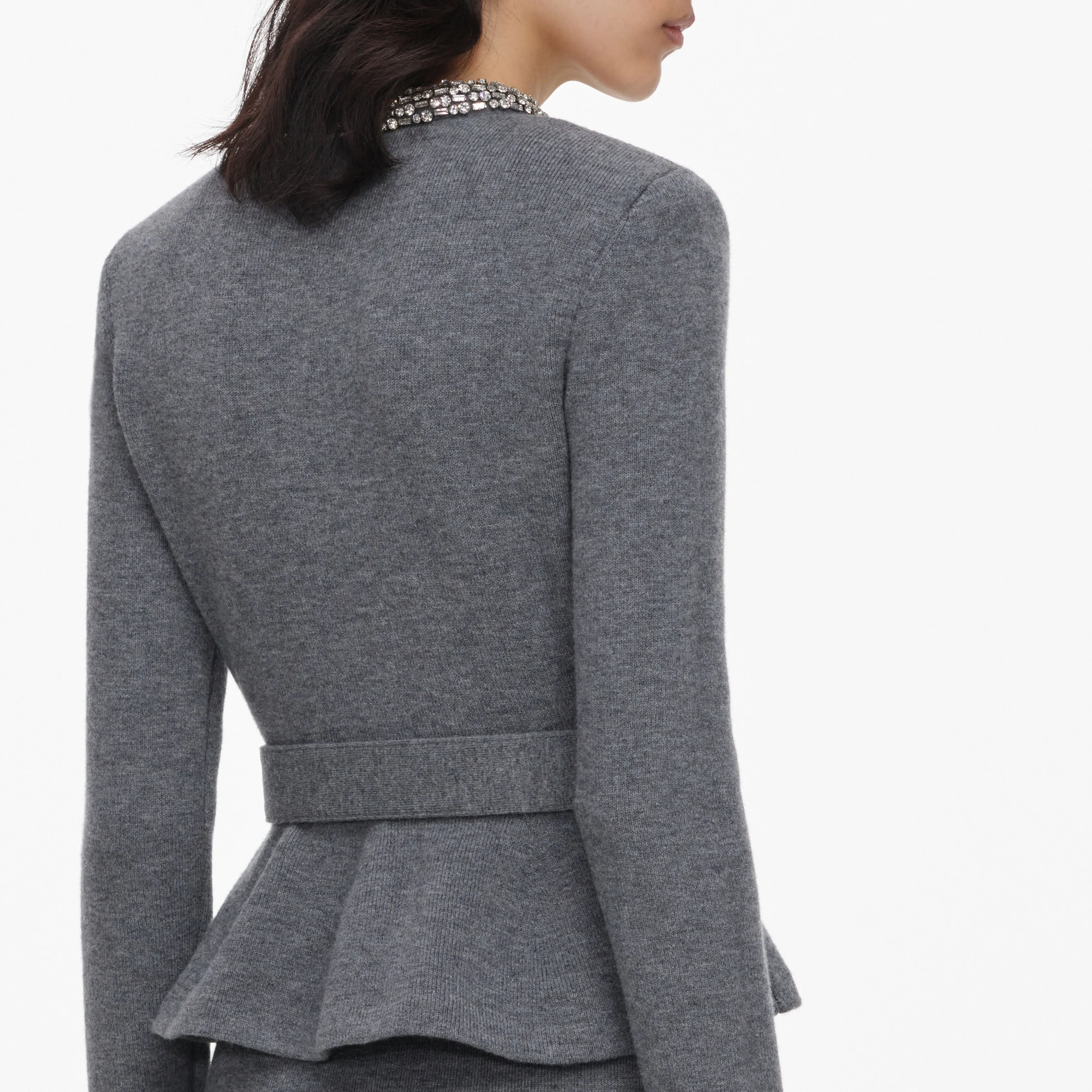 Grey Crystal Trim Knit Midi Dress sold by Self-Portrait product image thumbnail 5