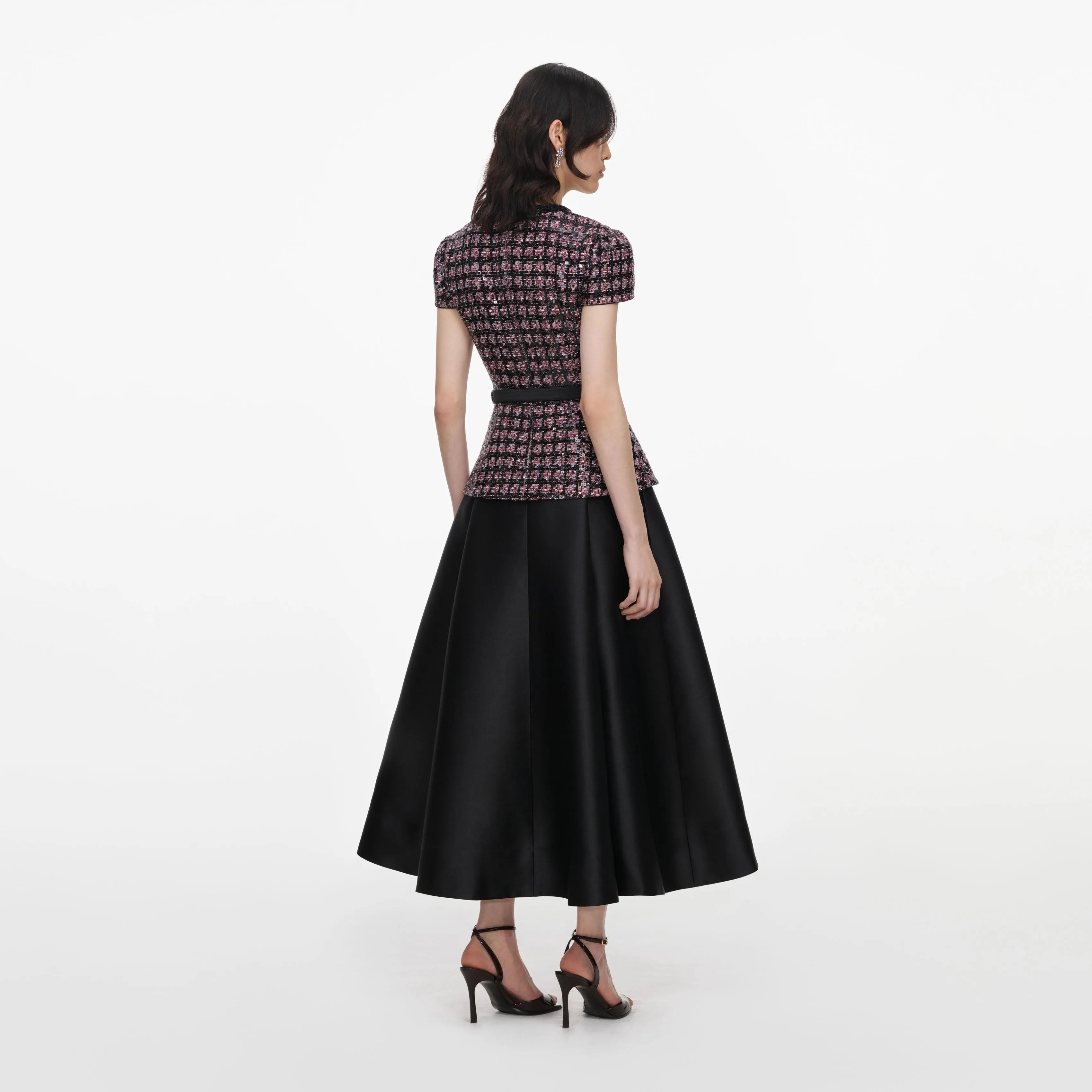 Pink and Black Sequin Boucle Midi Dress sold by Self-Portrait product image thumbnail 3