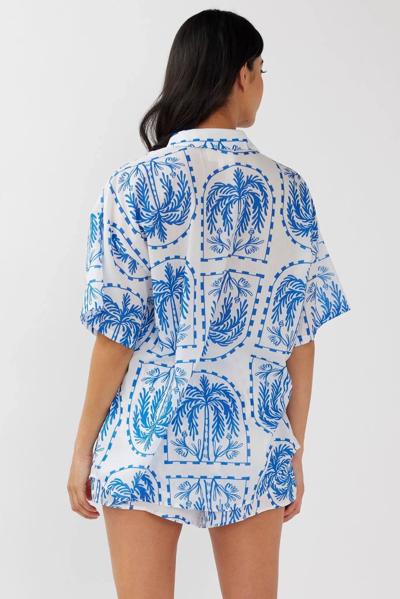 Cora Button-Up Shirt Print Blue White sold by Selfie Leslie product image thumbnail 4