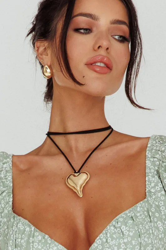 Corazon Heart Pendant Choker Gold sold by Selfie Leslie