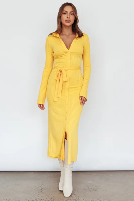 Eastcoast Collared Placket Midi Dress Yellow sold by Selfie Leslie