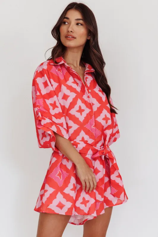 Daytona Beach Button-Up Romper Print Pink sold by Selfie Leslie