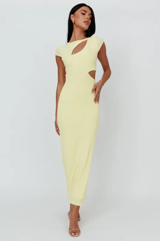 Elenice Cap Sleeve Cut-Out Midi Dress Lemon sold by Selfie Leslie