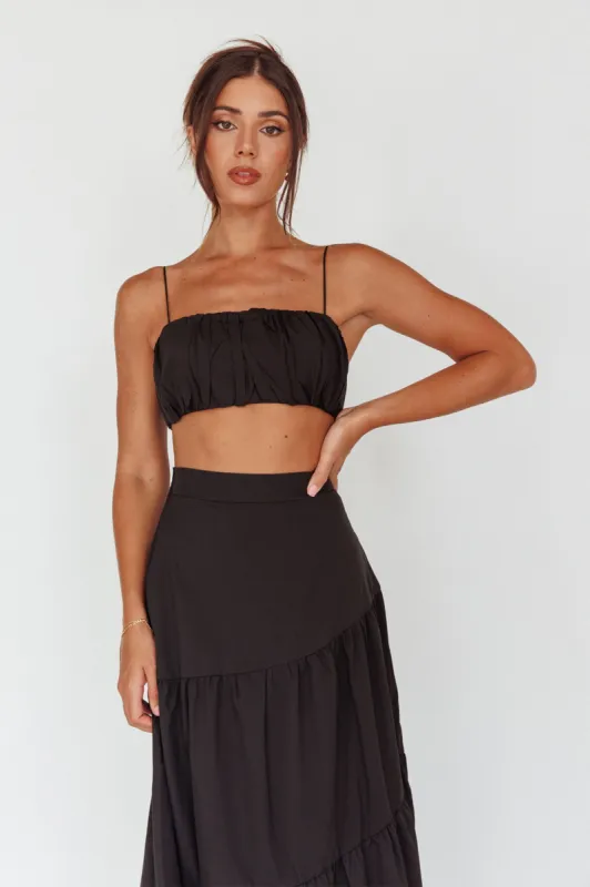Bondi Gathered Crop Top Black sold by Selfie Leslie