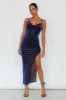 Moonstone Side Split Strappy Back Midi Dress Blue sold by Selfie Leslie