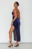Moonstone Side Split Strappy Back Midi Dress Blue sold by Selfie Leslie
