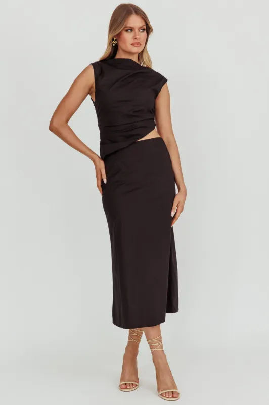 Lorely Boat Neck Cut Out Midi Dress Black sold by Selfie Leslie