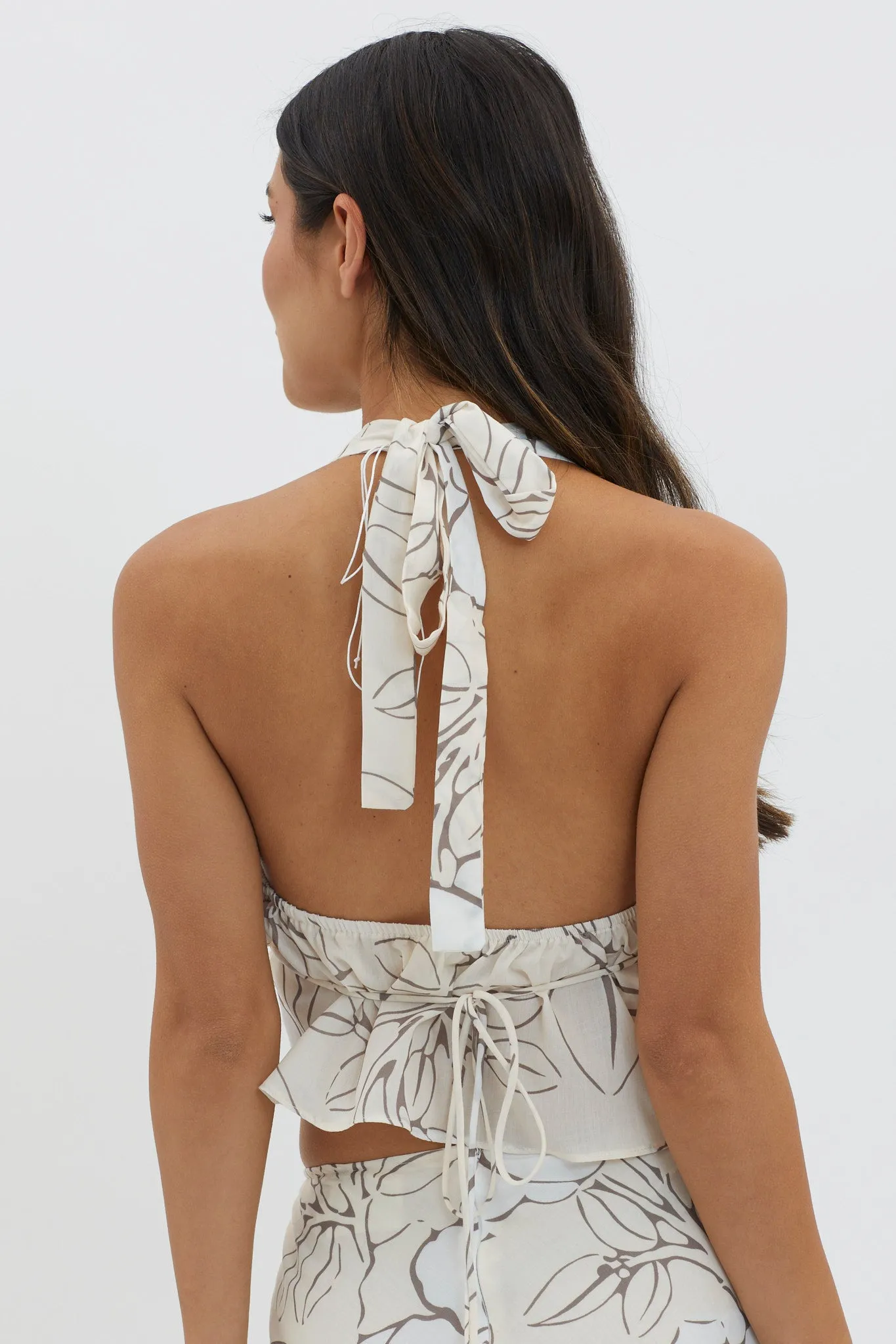 Kika Halterneck Crop Top Floral Cream sold by Selfie Leslie product image thumbnail 2