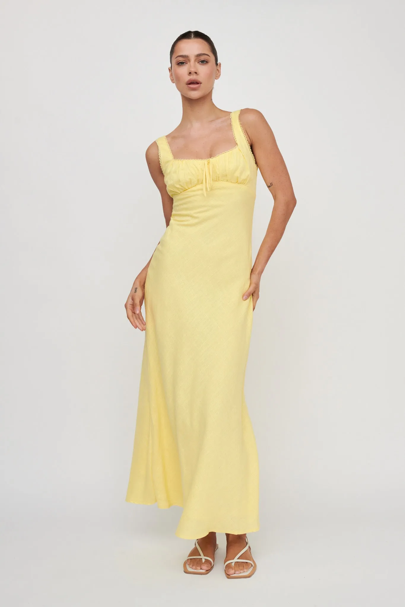 Carlee Gathered Bust Maxi Dress Yellow sold by Selfie Leslie product image thumbnail 5