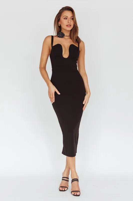 Winter Garden U-Neckline Maxi Dress Black sold by Selfie Leslie