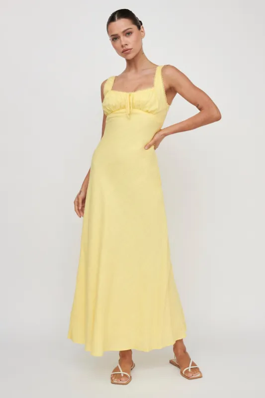 Carlee Gathered Bust Maxi Dress Yellow sold by Selfie Leslie
