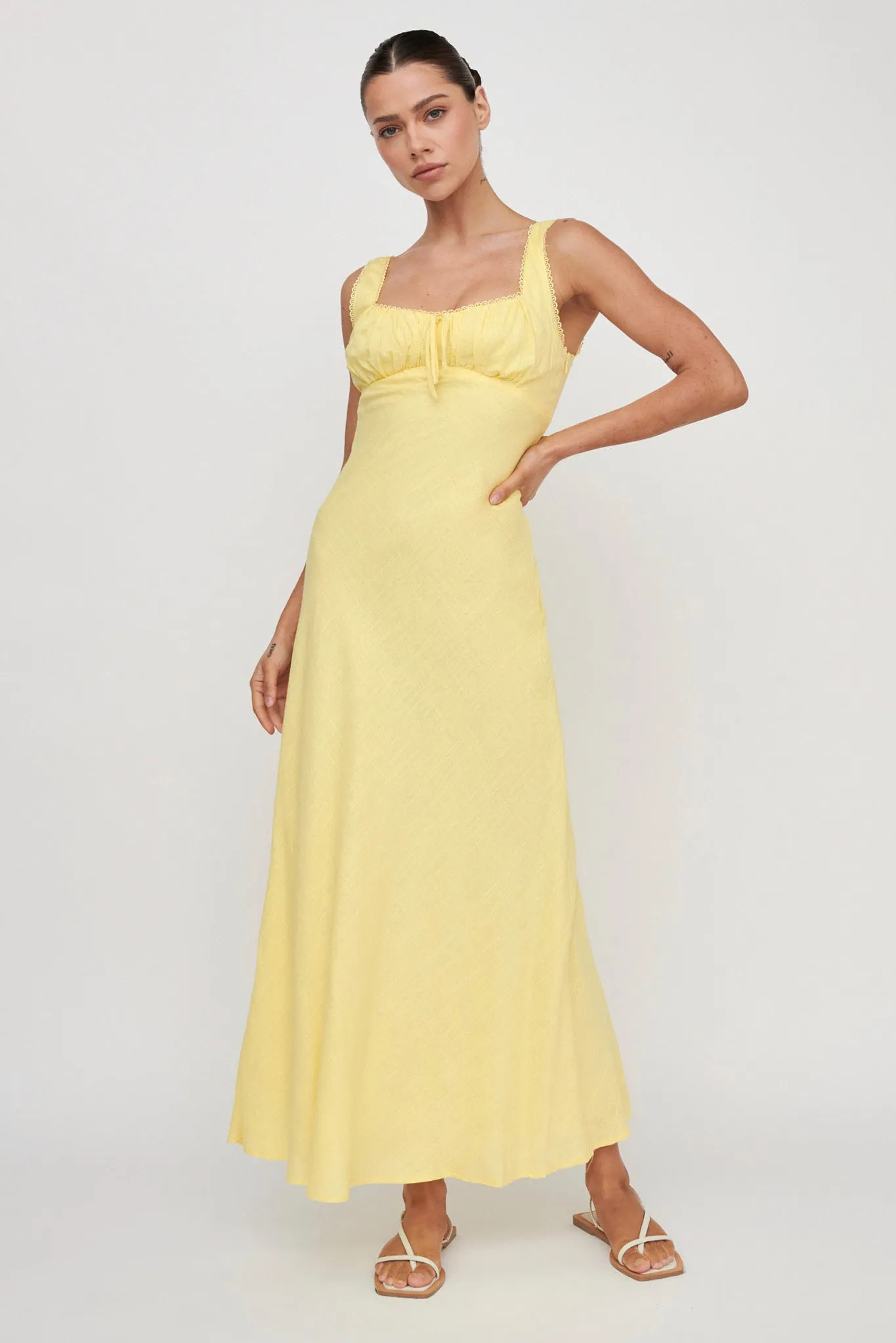 Carlee Gathered Bust Maxi Dress Yellow sold by Selfie Leslie