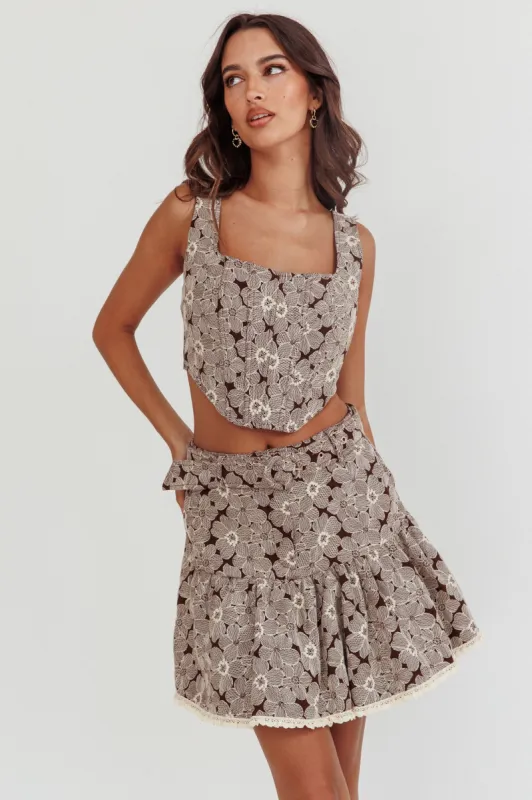 Southern Belles Corset Top Floral Brown sold by Selfie Leslie
