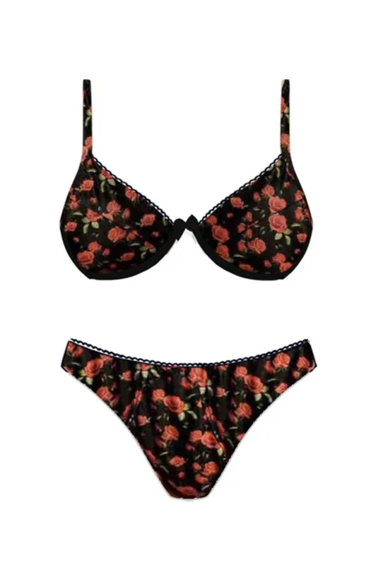 La Dolce Vita Bikini Bottom Rose Black/Red sold by Selfie Leslie