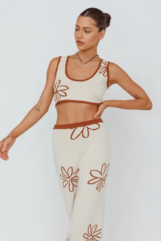 Sunland Knit Crop Top Flower Oat Mocha sold by Selfie Leslie