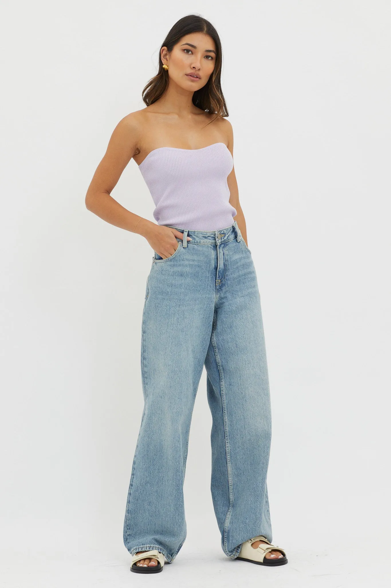 Flora Strapless Knit Top Lilac sold by Selfie Leslie product image thumbnail 3