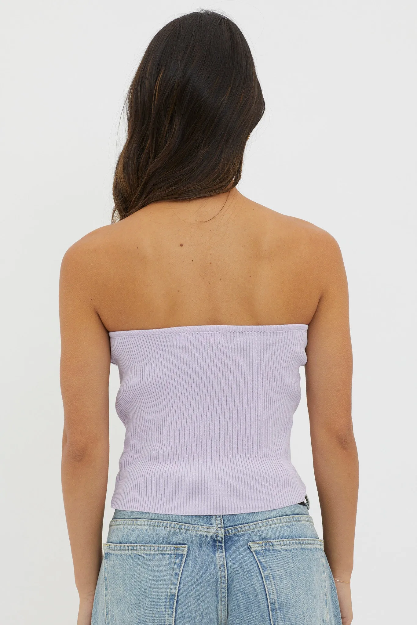 Flora Strapless Knit Top Lilac sold by Selfie Leslie product image thumbnail 2