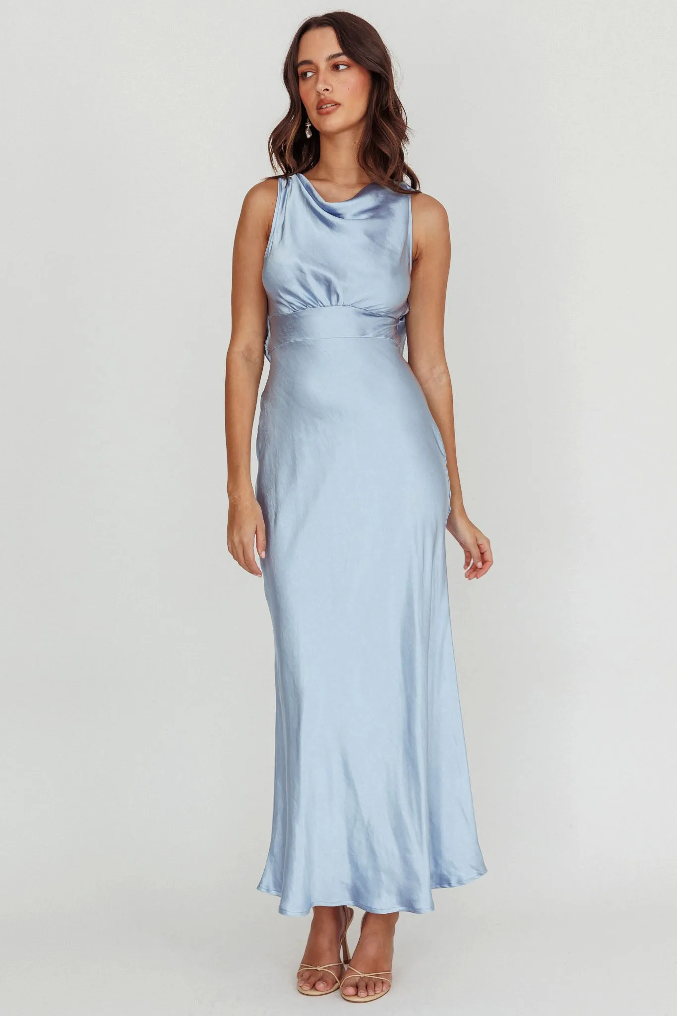 Isabella Satin Backless Maxi Dress Ocean sold by Selfie Leslie product image thumbnail 3
