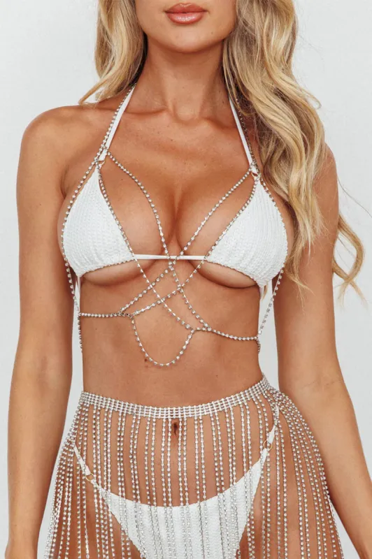 She's A Baddie Halterneck Bodychain Top Silver sold by Selfie Leslie