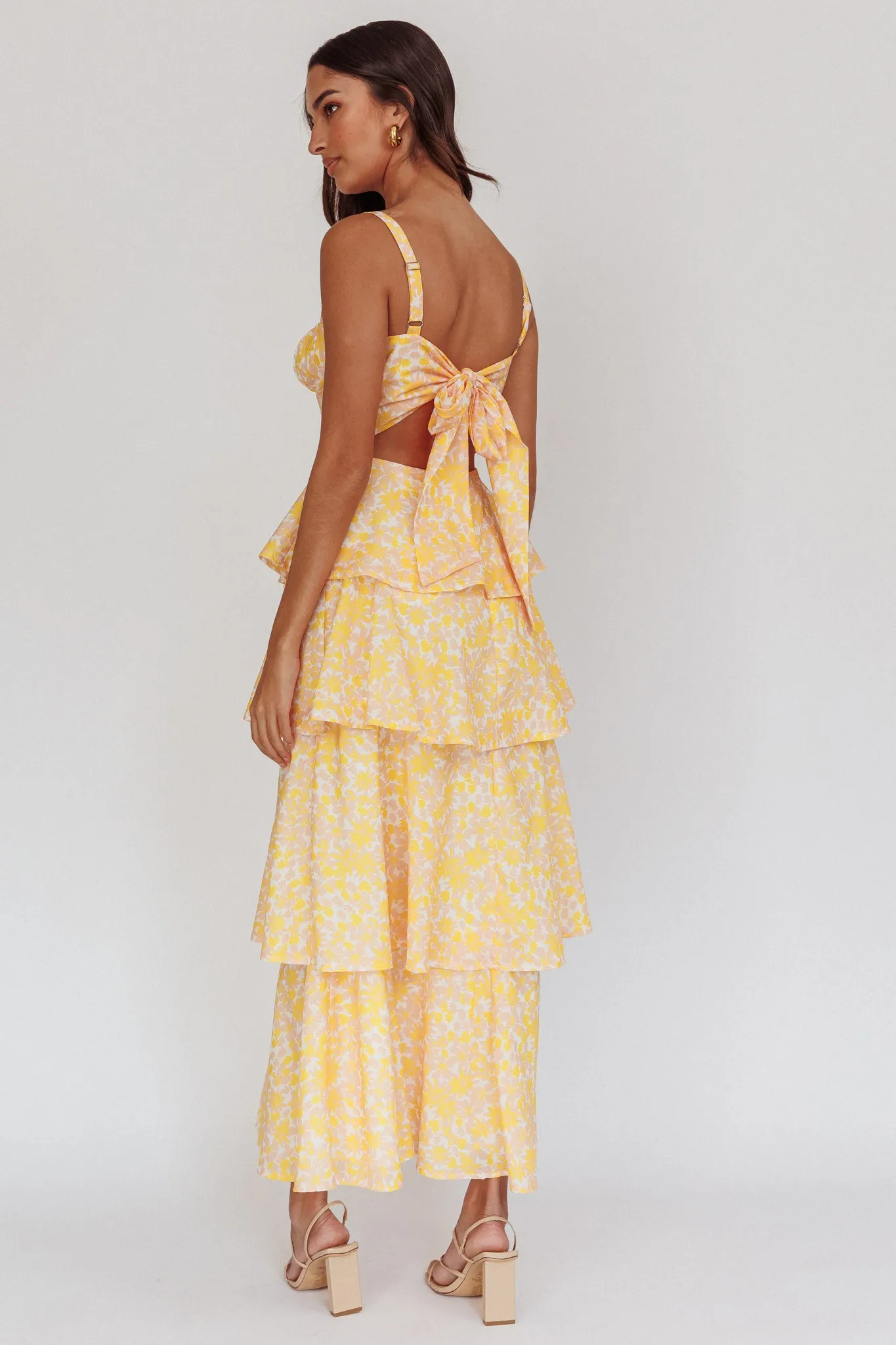 Provence Bloom Tiered Ruffle Floral Maxi Dress Yellow sold by Selfie Leslie product image thumbnail 2