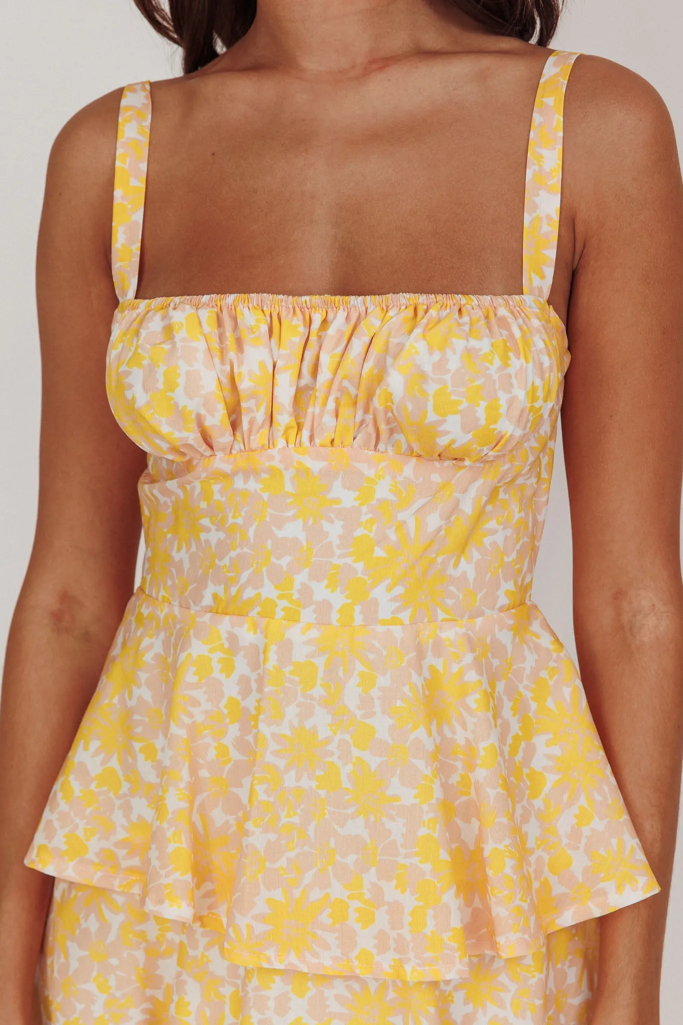 Provence Bloom Tiered Ruffle Floral Maxi Dress Yellow sold by Selfie Leslie product image thumbnail 4