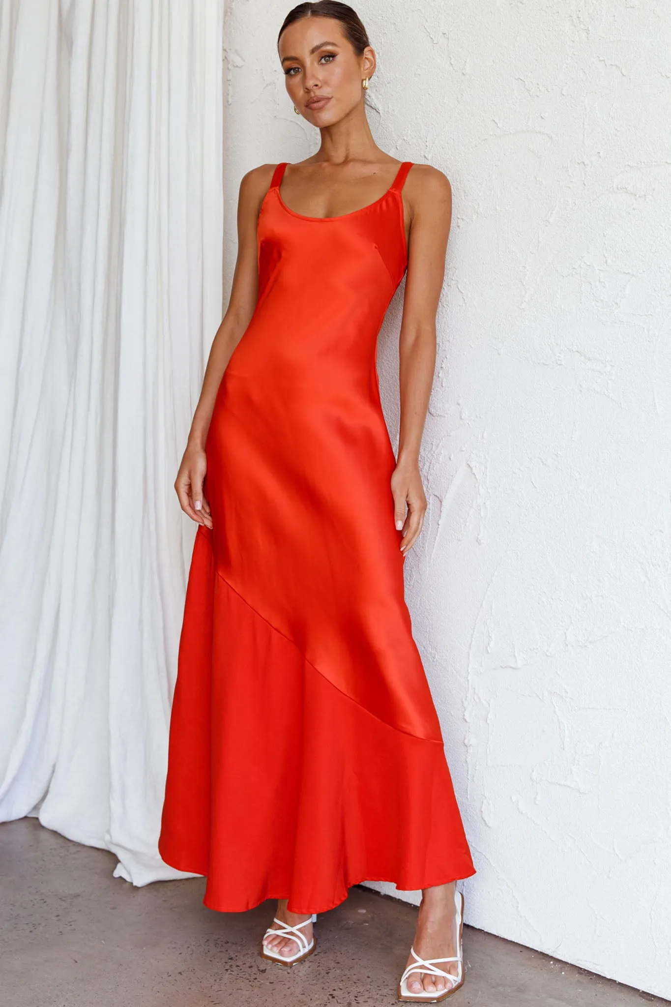 Front Row Scoop Neck Midi Dress Tangerine sold by Selfie Leslie