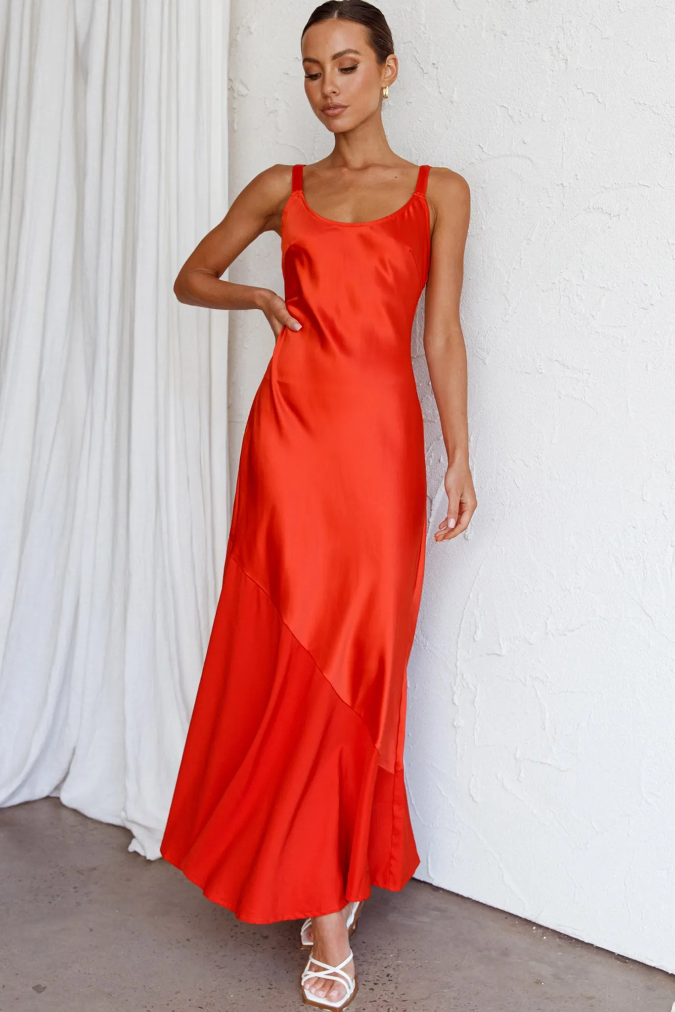 Front Row Scoop Neck Midi Dress Tangerine sold by Selfie Leslie product image thumbnail 3