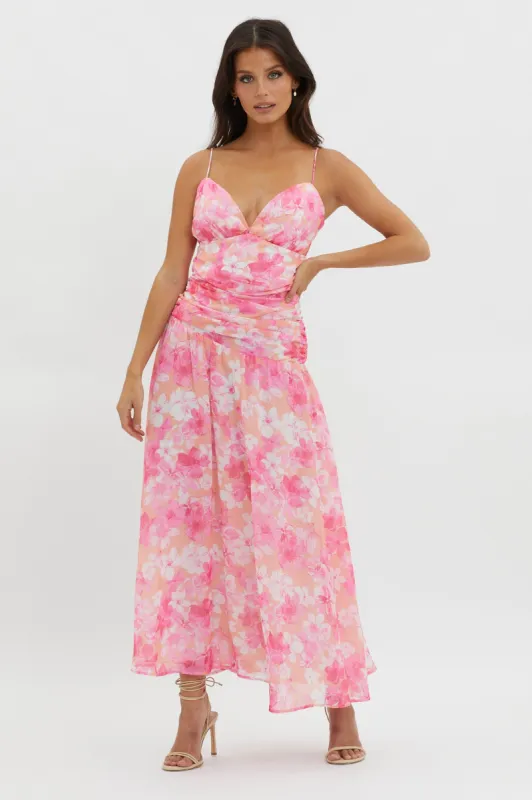 So Blessed Ruched Waist Maxi Dress Pink sold by Selfie Leslie