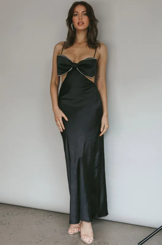 Aurelia Diamante Bow Maxi Dress Black sold by Selfie Leslie