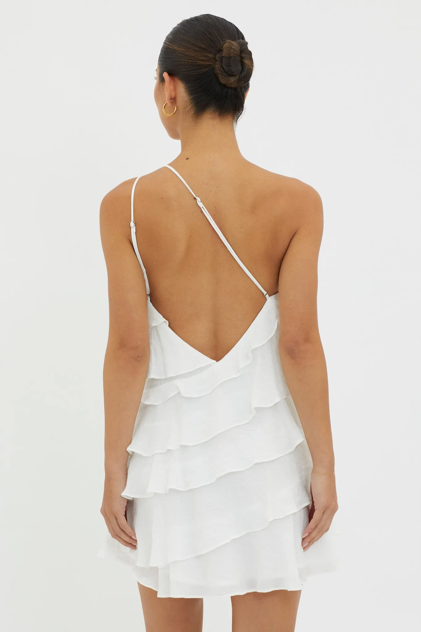 Arrabel Tiered Ruffle Mini Dress White sold by Selfie Leslie product image thumbnail 2