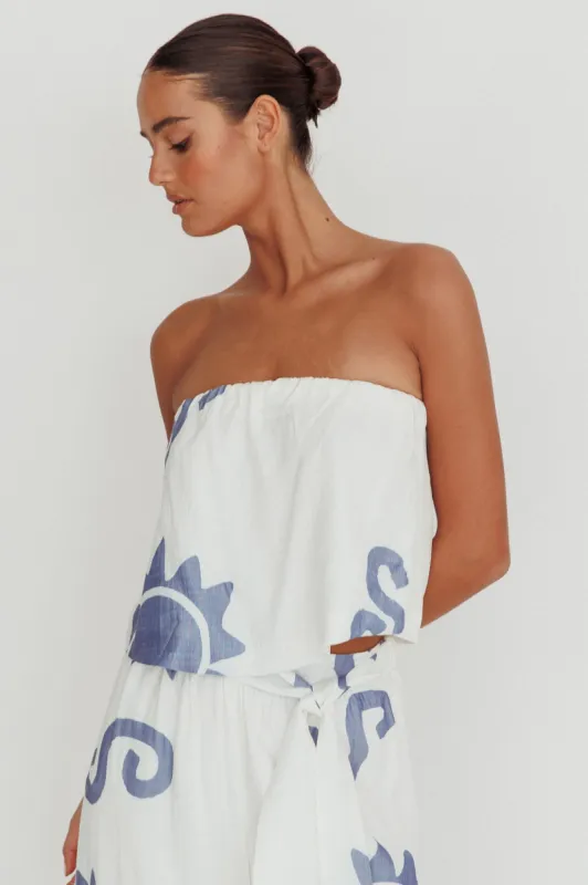 Nectar Sun Print Strapless Top Blue sold by Selfie Leslie