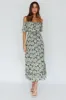 Voyager Off-Shoulder Bell Sleeve Midi Dress Floral Green sold by Selfie Leslie