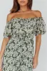 Voyager Off-Shoulder Bell Sleeve Midi Dress Floral Green sold by Selfie Leslie