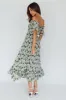 Voyager Off-Shoulder Bell Sleeve Midi Dress Floral Green sold by Selfie Leslie