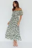 Voyager Off-Shoulder Bell Sleeve Midi Dress Floral Green sold by Selfie Leslie