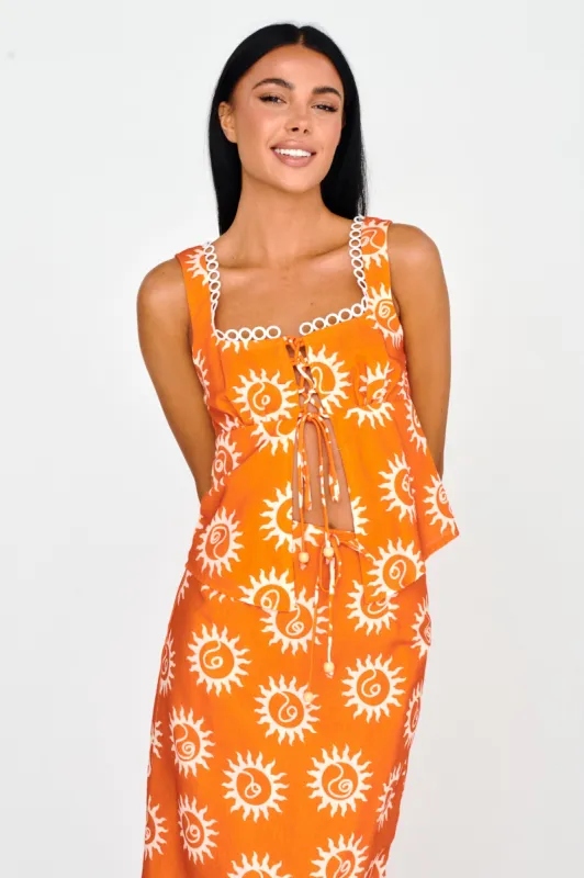 Sun Days Laced Bust Top Sun Orange sold by Selfie Leslie