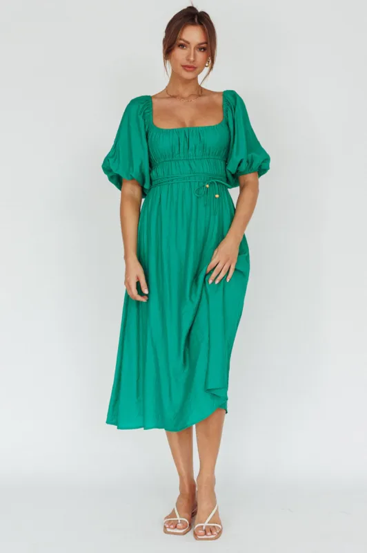 Lille Puff Sleeve Midi Dress Green sold by Selfie Leslie