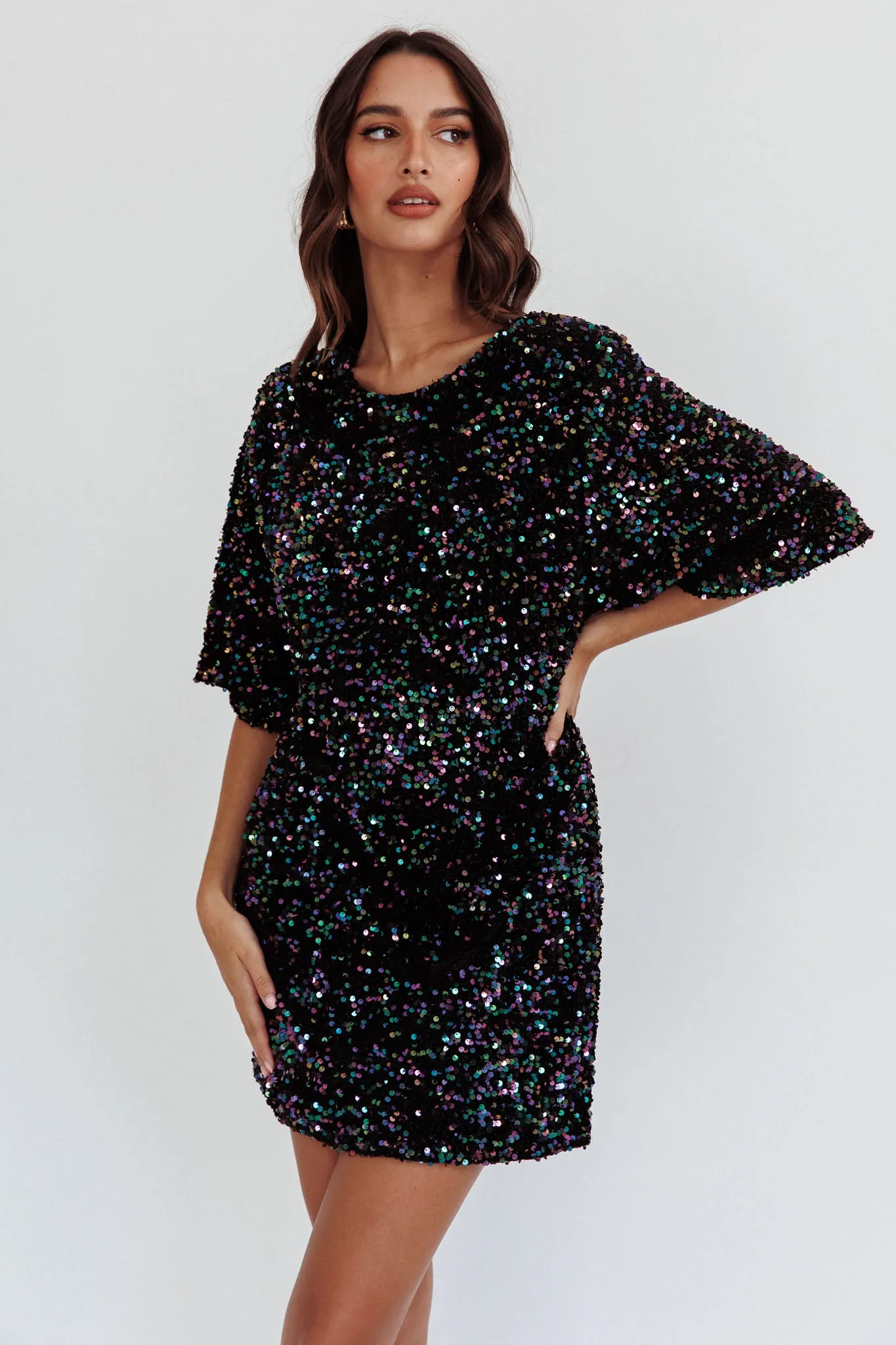 Miramar Backless Sequin Dress Black Multi sold by Selfie Leslie