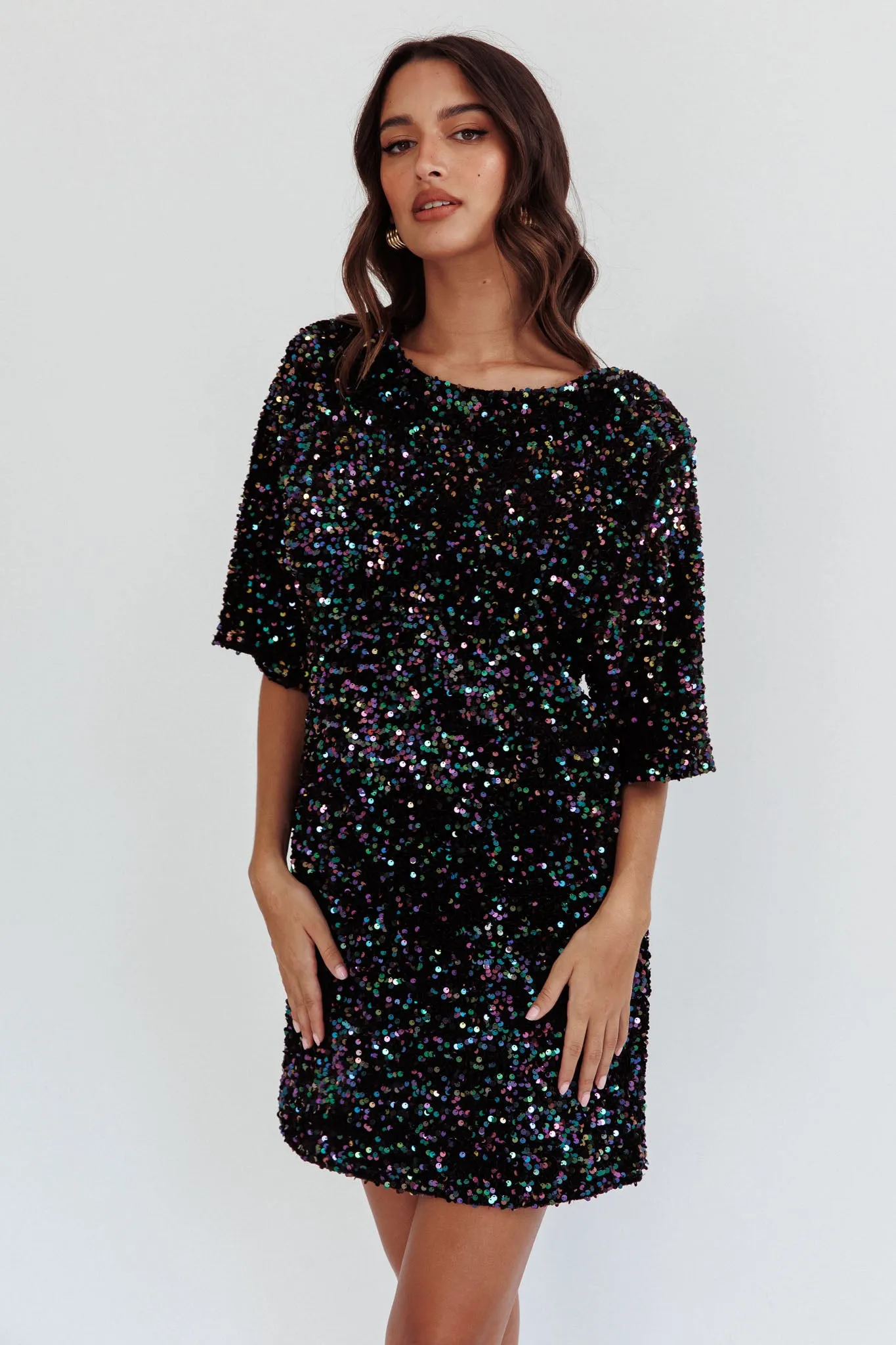 Miramar Backless Sequin Dress Black Multi sold by Selfie Leslie product image thumbnail 5
