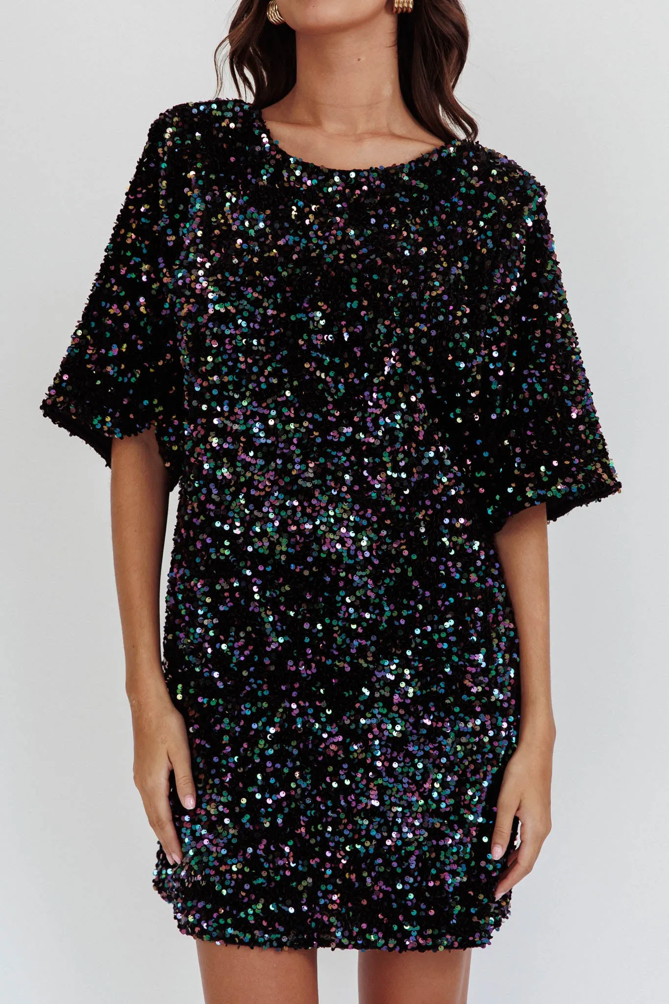 Miramar Backless Sequin Dress Black Multi sold by Selfie Leslie product image thumbnail 4