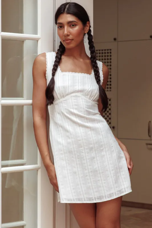 Aura Girl Square Neckline Mini Dress White sold by Selfie Leslie